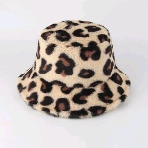 Leopard Print Fuzzy Bucket Hat